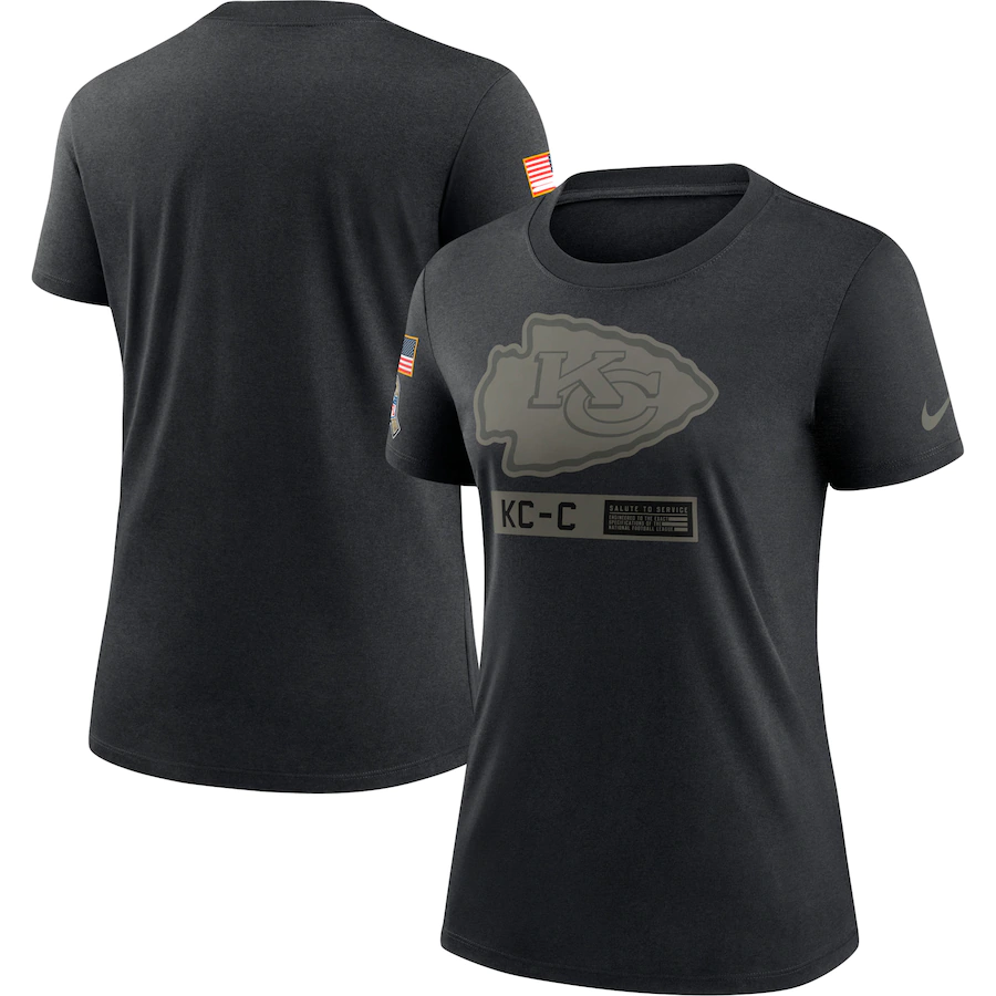 Women's Kansas City Chiefs 2020 Black Salute To Service Performance T-Shirt (Run Small)